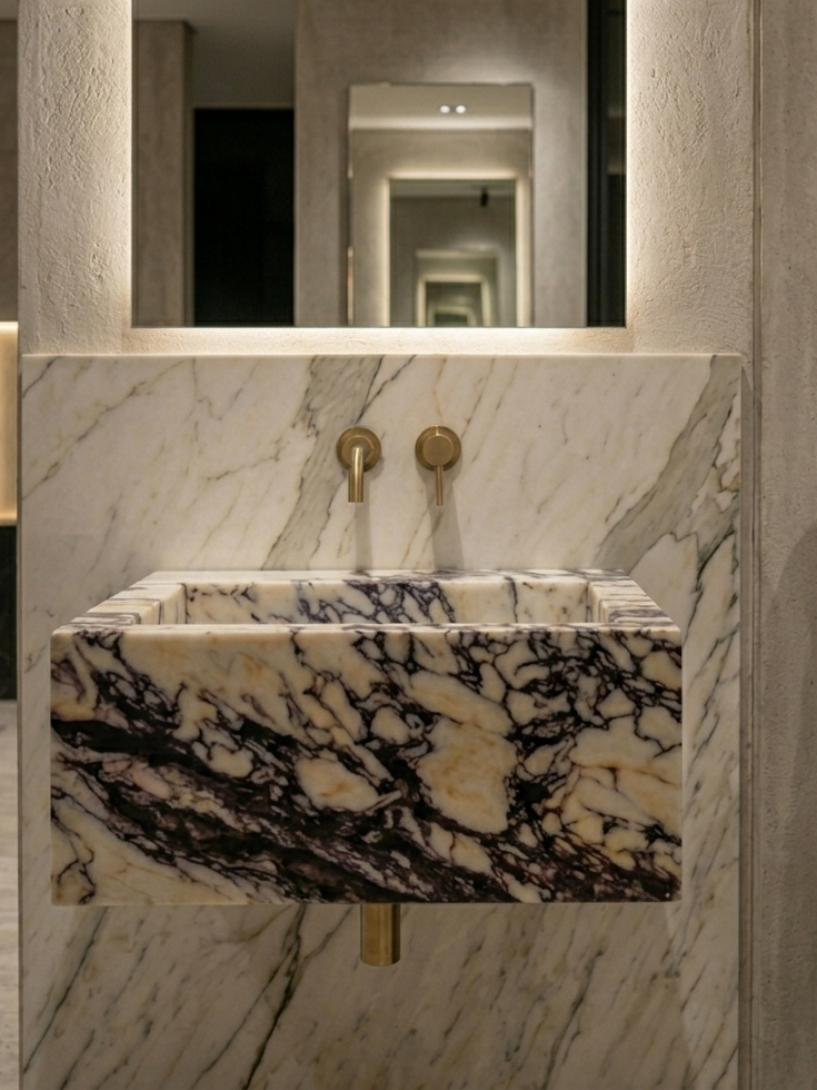 Sharp-Cornered Marble Sink