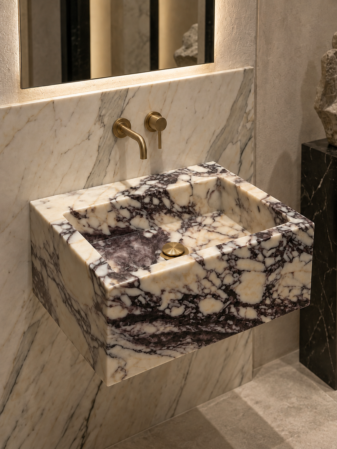 Sharp-Cornered Marble Sink
