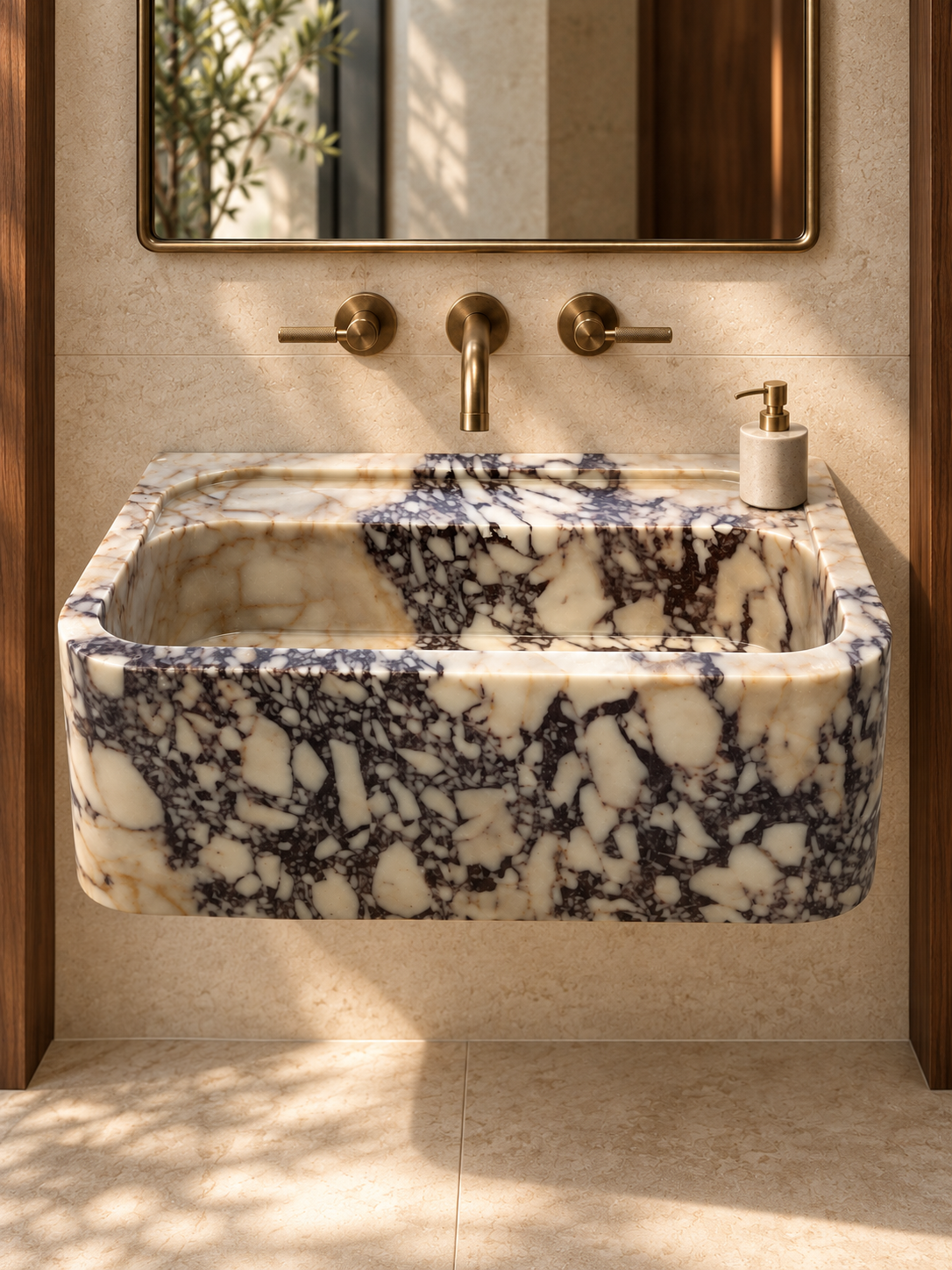 Calacatta Viola Curve Marble Sink