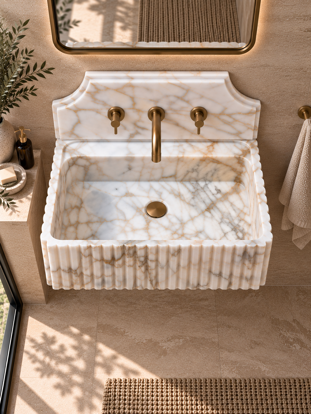 Calacatta Gold Marble Sink with Backsplash