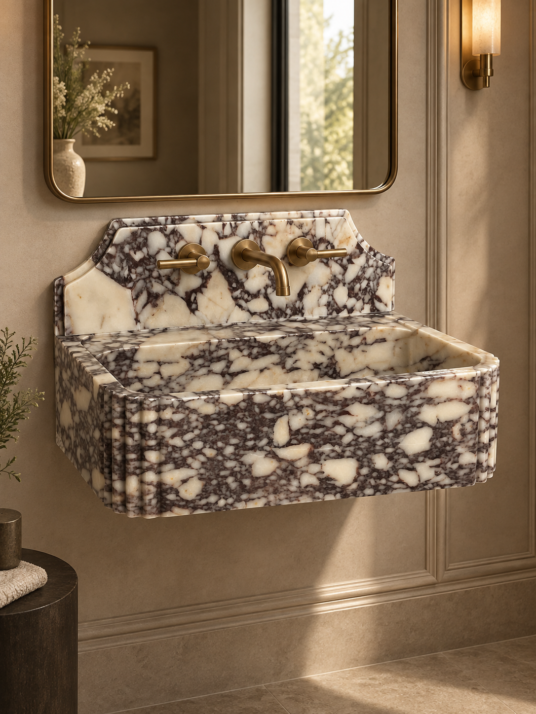 Calacatta Viola Marble Sink With Backsplash