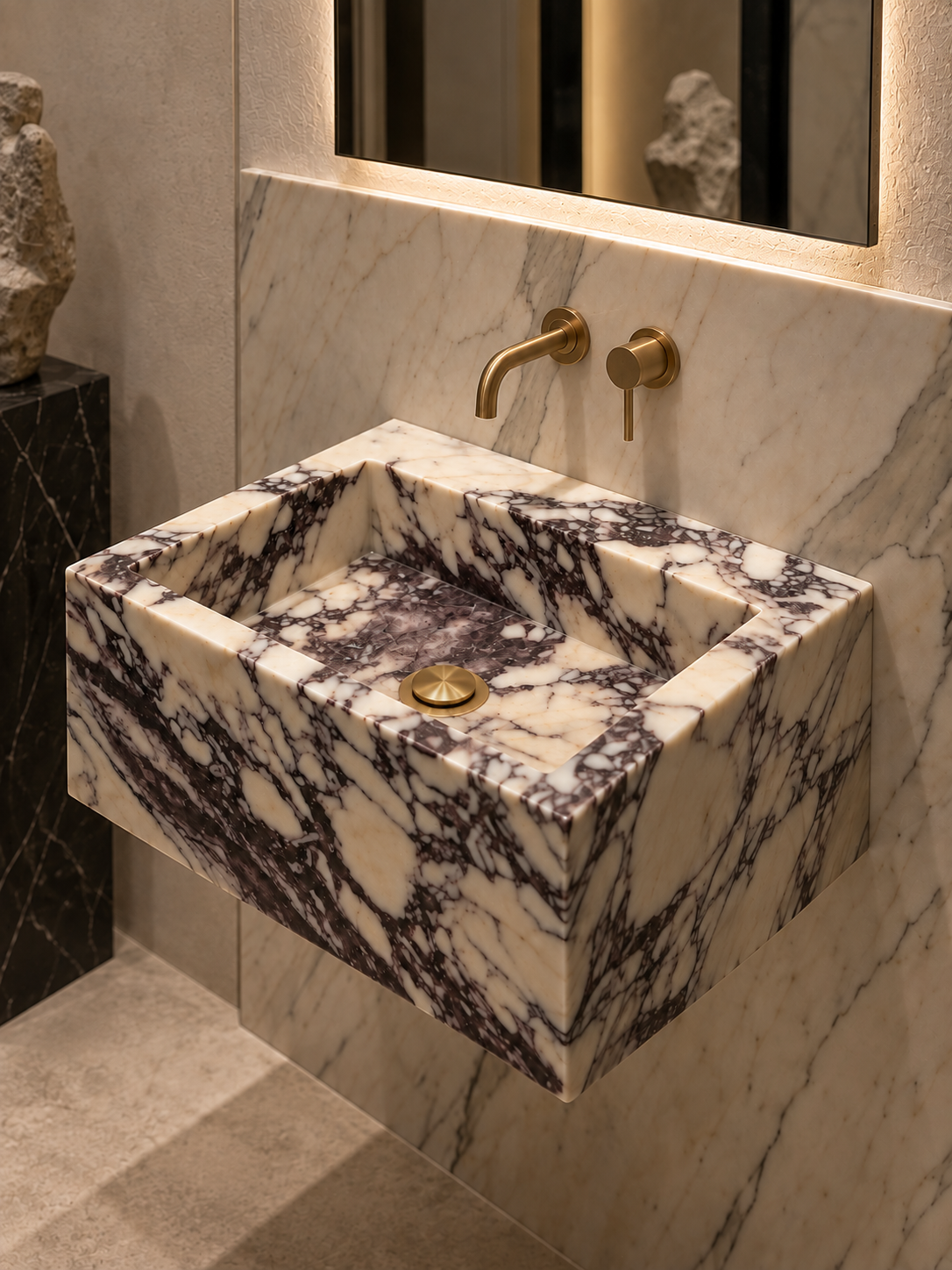 Sharp-Cornered Marble Sink