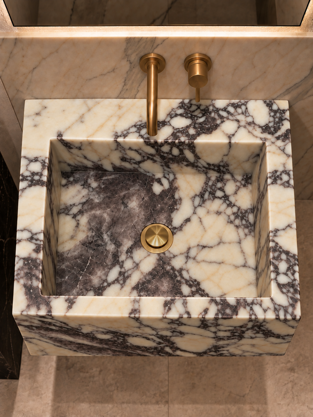 Sharp-Cornered Marble Sink
