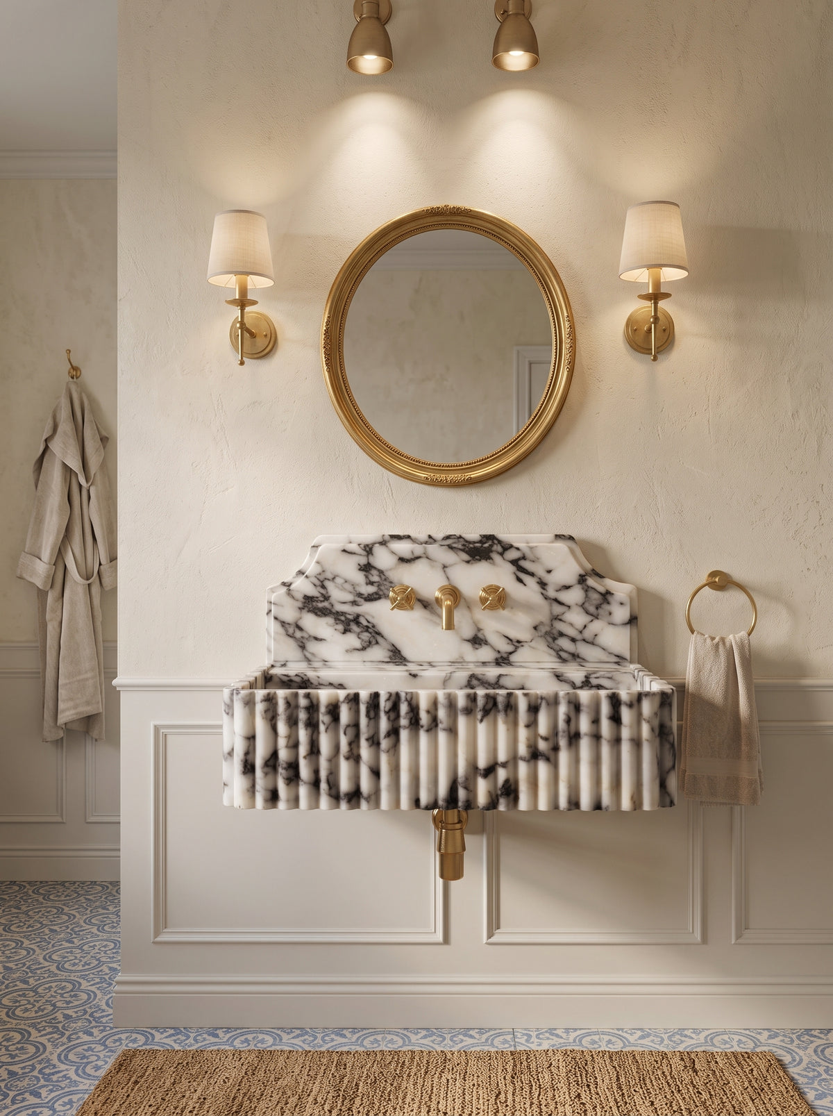 Calacatta Viola Marble Sink with Backsplash