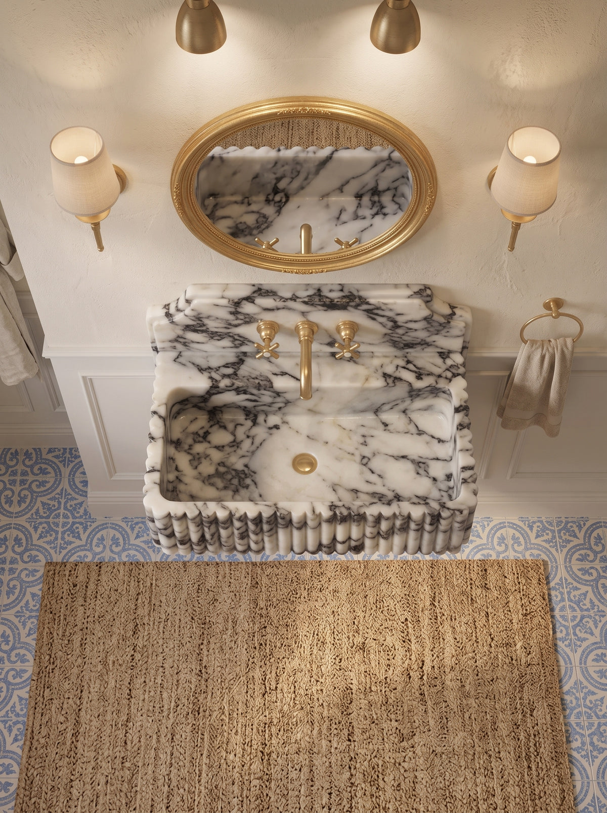 Calacatta Viola Marble Sink with Backsplash