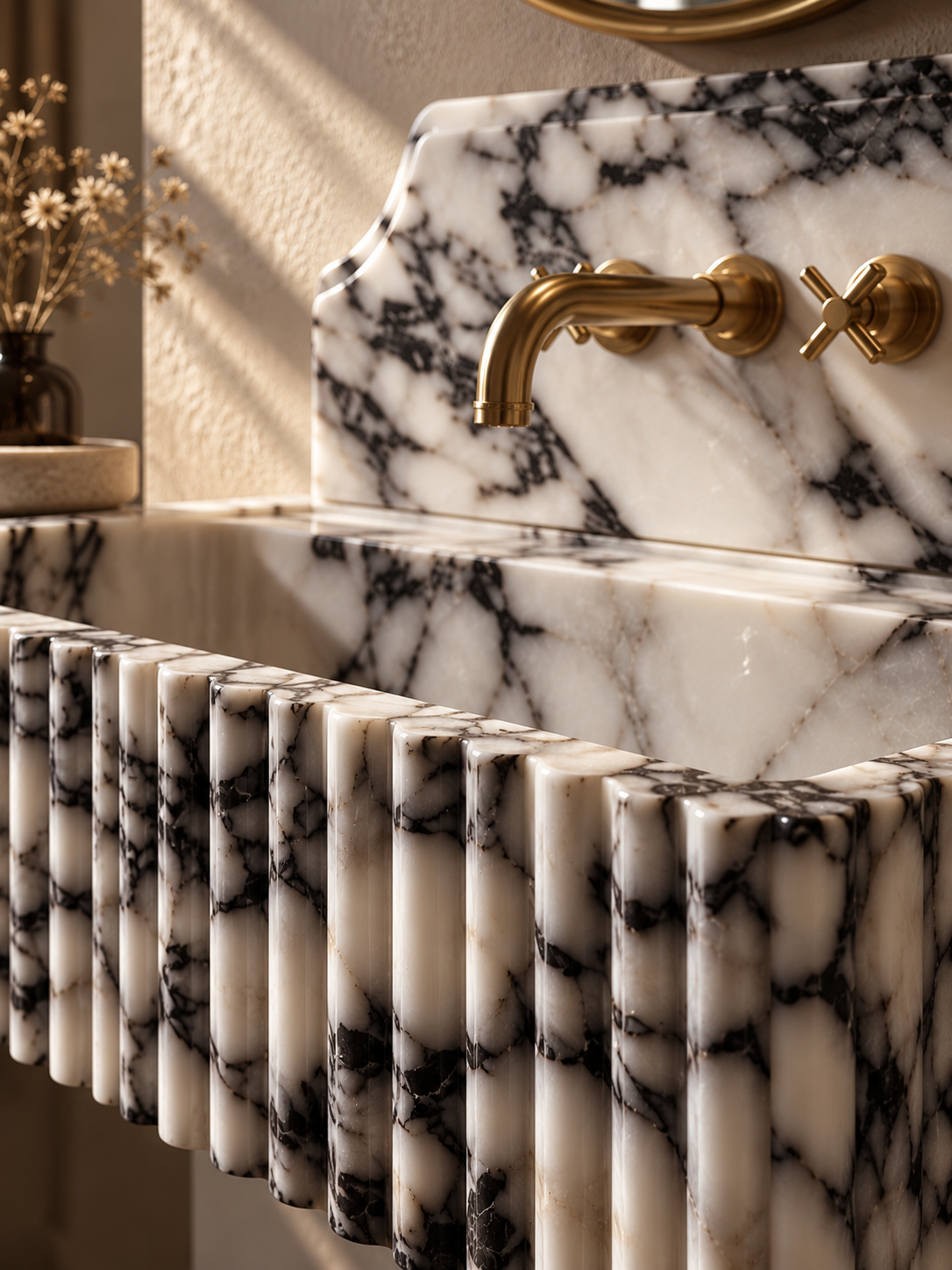 Calacatta Viola Marble Sink with Backsplash