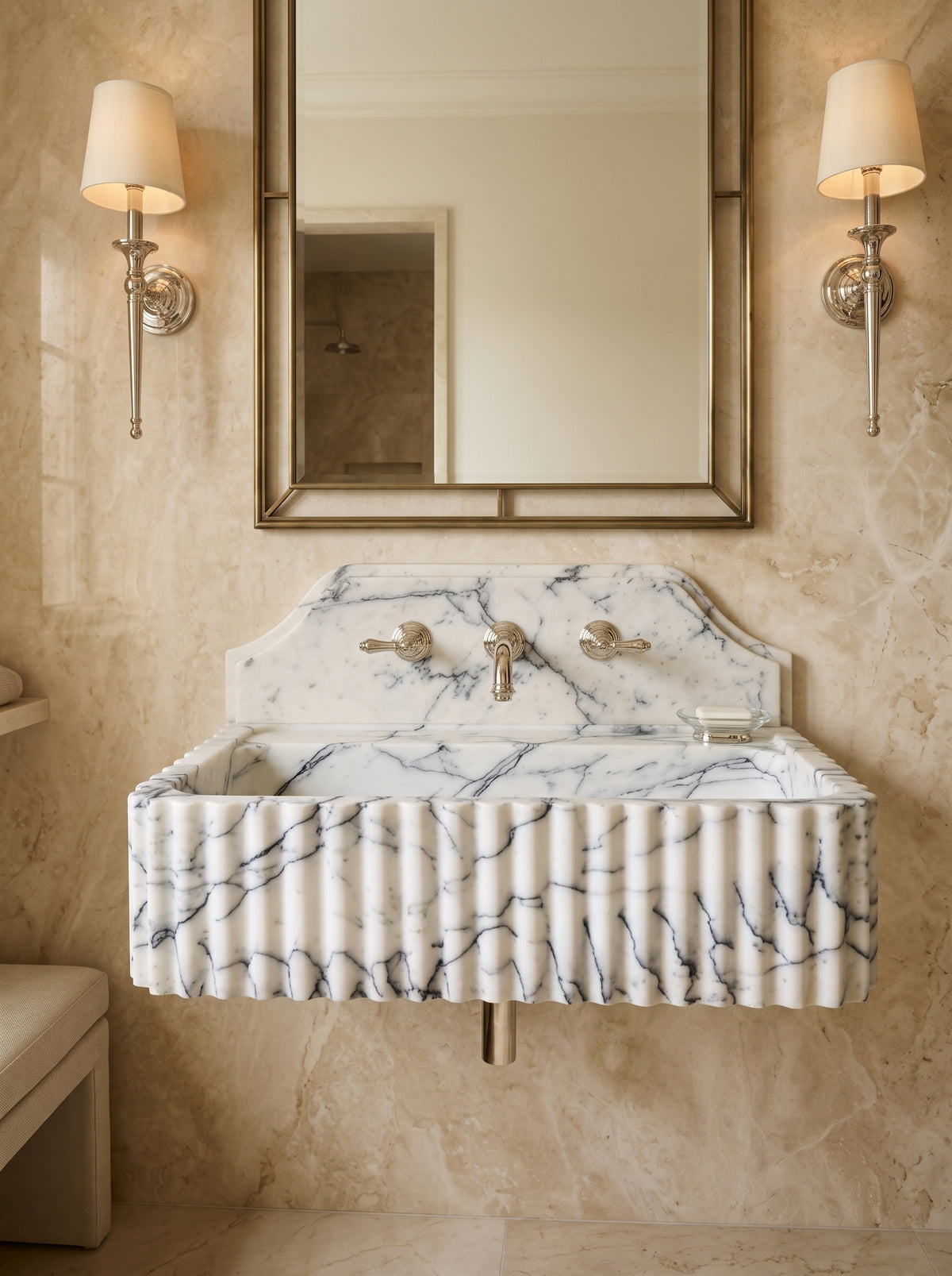 Lilac Marble Sink With Backsplash