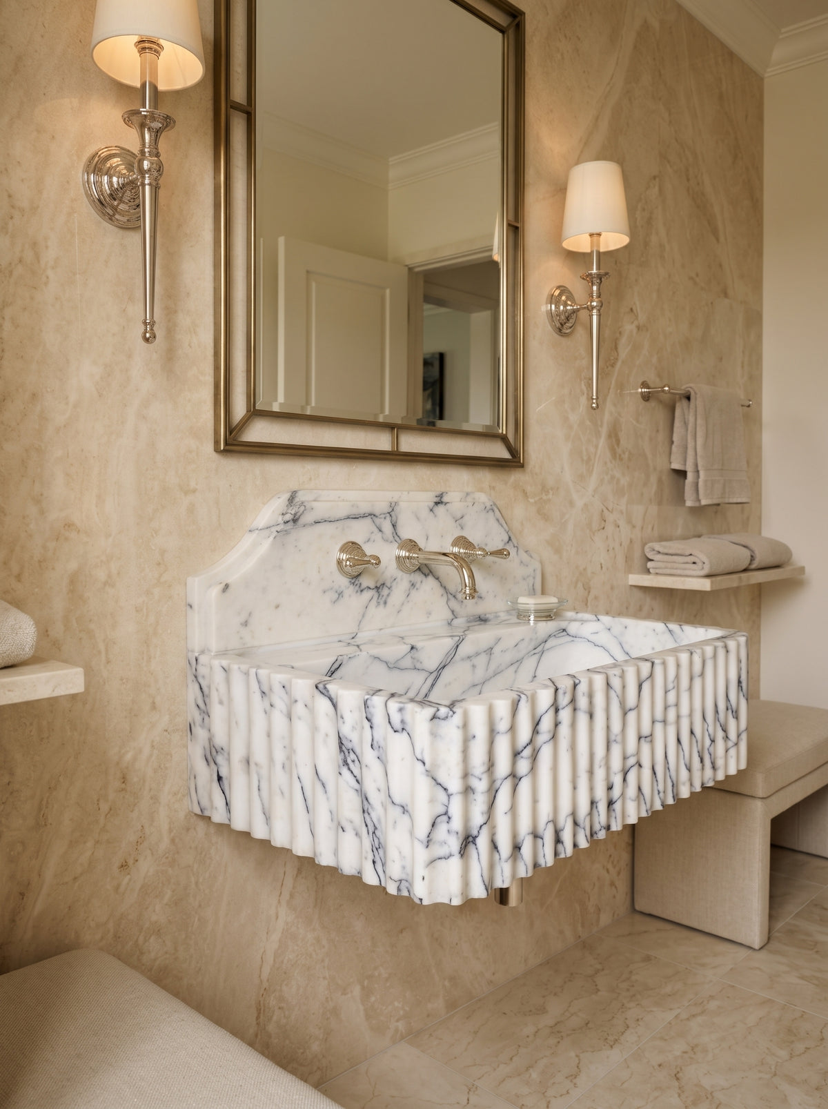 Lilac Marble Sink With Backsplash
